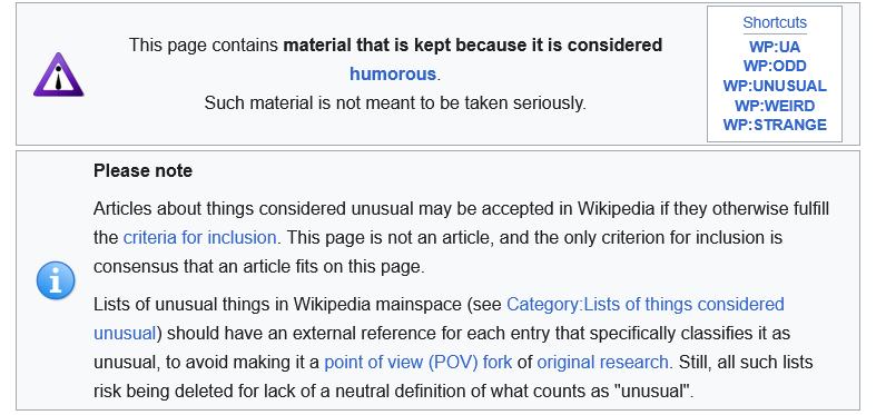 Warning that appears at the top of the page
